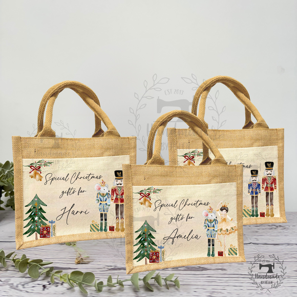 Personalised Christmas Hessian Jute Bag - Nutcracker