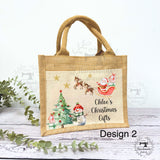 Personalised Christmas Hessian Jute Bag - Santa Sleigh