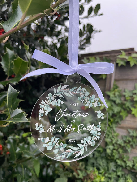 Personalised Acrylic First Christmas Bauble