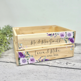 Personalised Wedding Card Box Crate - lilac/Purple floral Wedding Card Box
