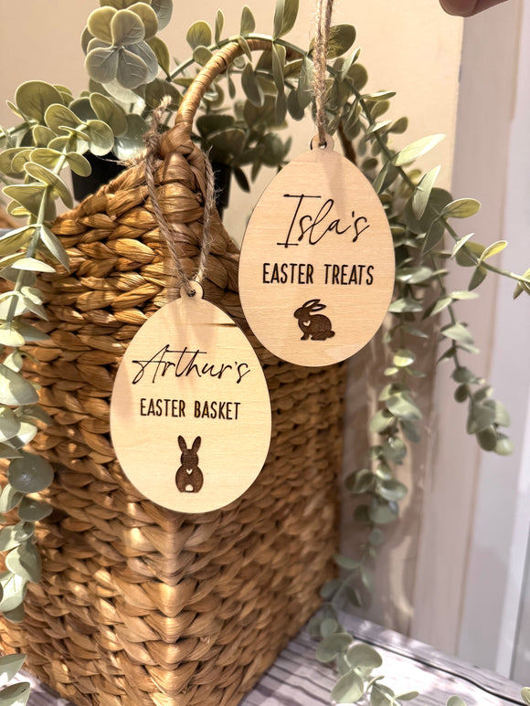 Easter Basket Tags, Easter Gift Tag, Wooden Gift Label, Easter bag gift Tag, Easter gift, Personalised Gift Tag, personalised Easter tags