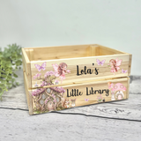 Personalised Little Library Crate Toy Crate - Book Storage Crate Box - Fairy Box