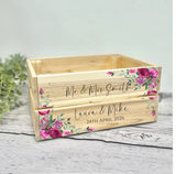 Personalised Wedding Card Box Crate - Hot Pink Florals - Wedding Card Box