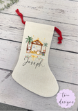 Personalised cream stocking - Nativity