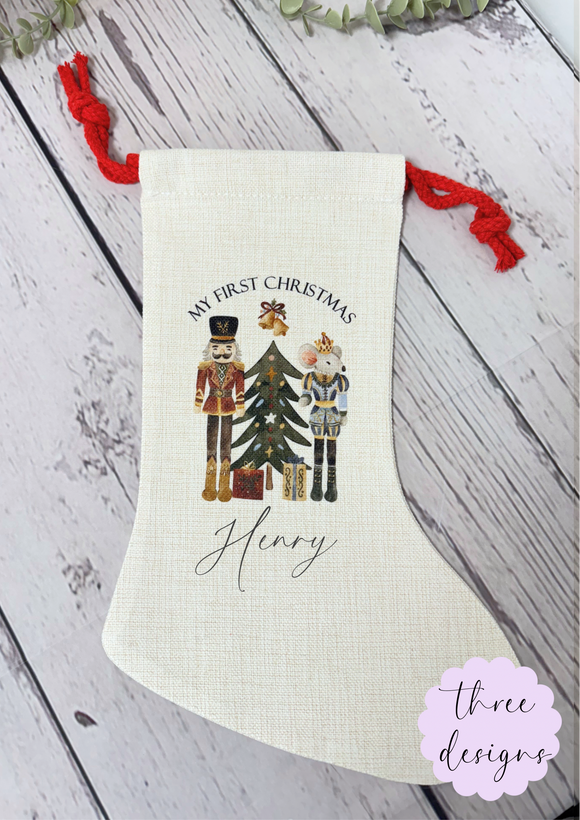 Personalised cream stocking - Nutcracker