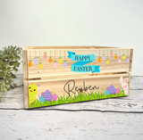 Personalised Easter Crate / Box - bunny crate box - easter basket