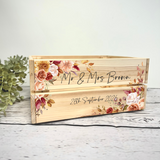 Personalised Wedding Card Box Crate - Autumn Florals - Orange Florals - Wedding Card Box