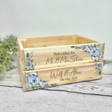 Personalised Wedding Card Box Crate - Dusty Blue Floral - Wedding Card Box