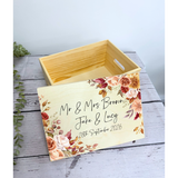 Personalised Wedding Gift Box with Lid - Autumn/Orange Floral