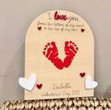 Personalised Valentine's Day Footprint Sign Plaque, My First Valentine's Footprint, DIY Valentine's Day Keepsake, Custom Baby Gift, love