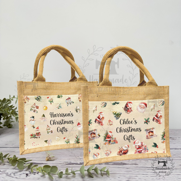 Personalised Christmas Hessian Jute Bag
