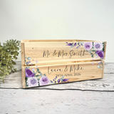 Personalised Wedding Card Box Crate - lilac/Purple floral Wedding Card Box