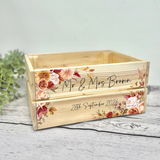 Personalised Wedding Card Box Crate - Autumn Florals - Orange Florals - Wedding Card Box