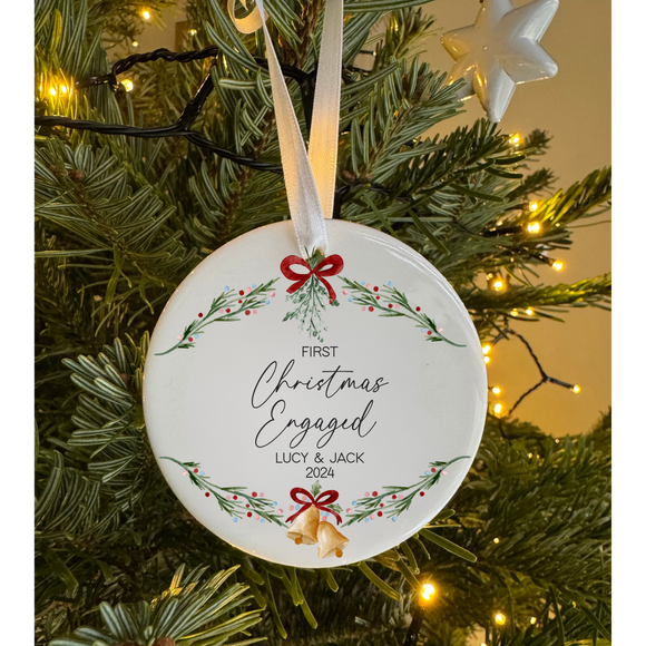 Personalised Ceramic First Christmas engaged