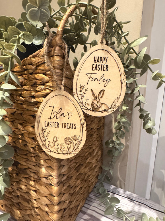 Easter Basket Tags, Easter Gift Tag, Wooden Gift Label, Easter bag gift Tag, Easter gift, Personalised Gift Tag, personalised Easter tags