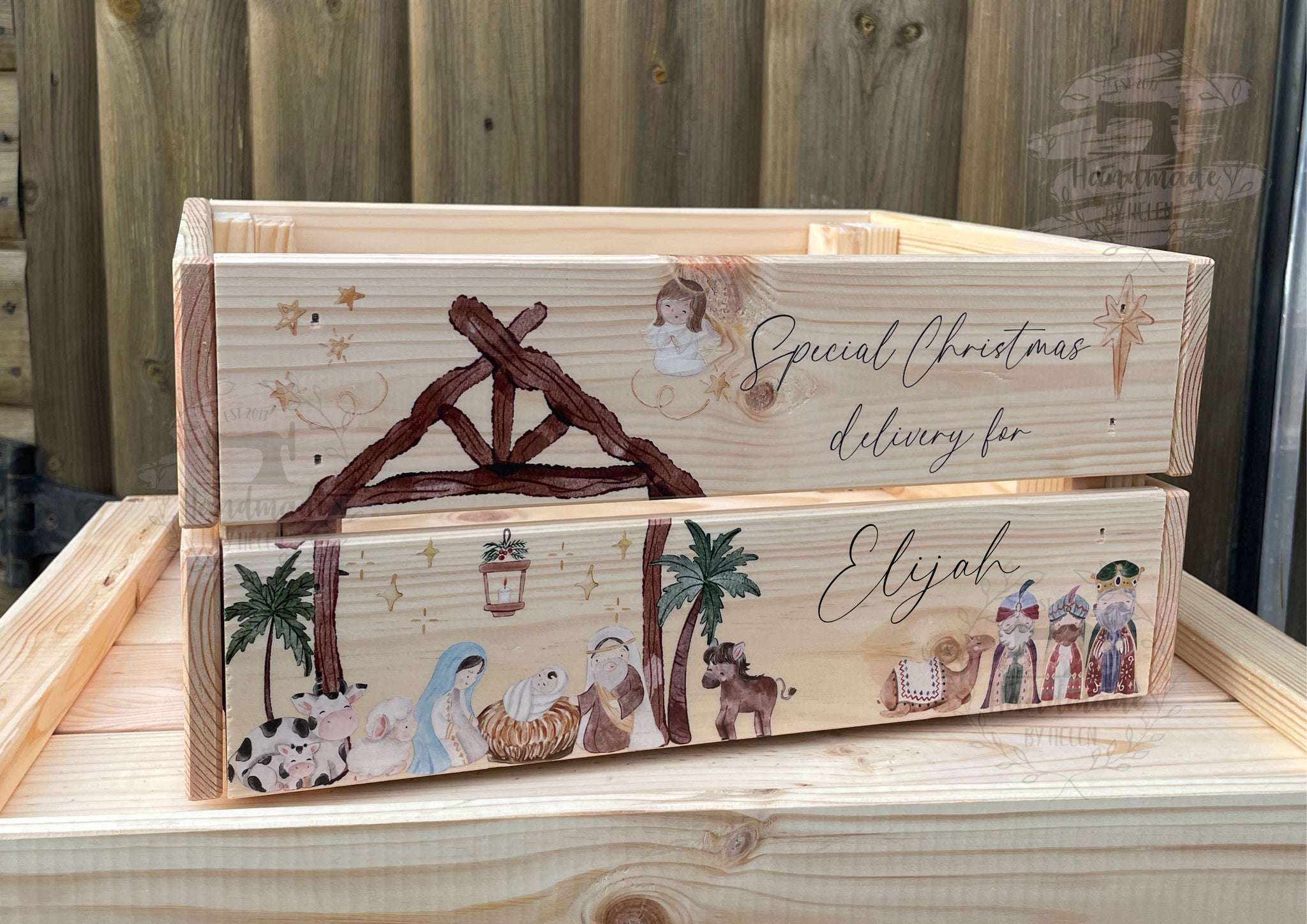 Nativity Box Personalised Christmas Crate / Box - Nativity – Handmade by Helen Co