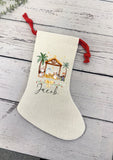 Personalised cream stocking - Nativity