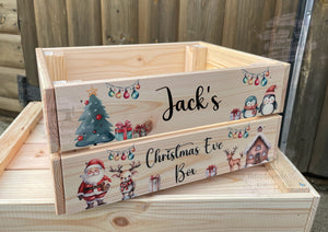 Personalised Christmas Eve Crate / Box - Santa & Reindeer