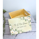 Personalised Wedding Gift Box with Lid - White Roses