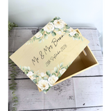 Personalised Wedding Gift Box with Lid - White Roses