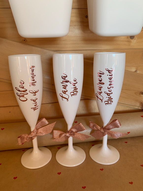 Personalised White Champagne Flute