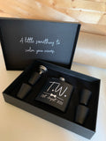 Personalised Hip Flask, shot glass gift set.